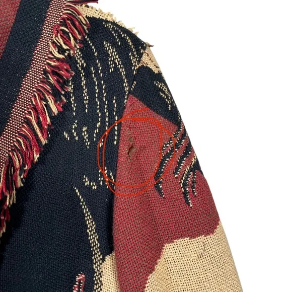 VINTAGE Cropped Horse Print Fringed Throw Blanket Western Jacket - Picture 10 of 14